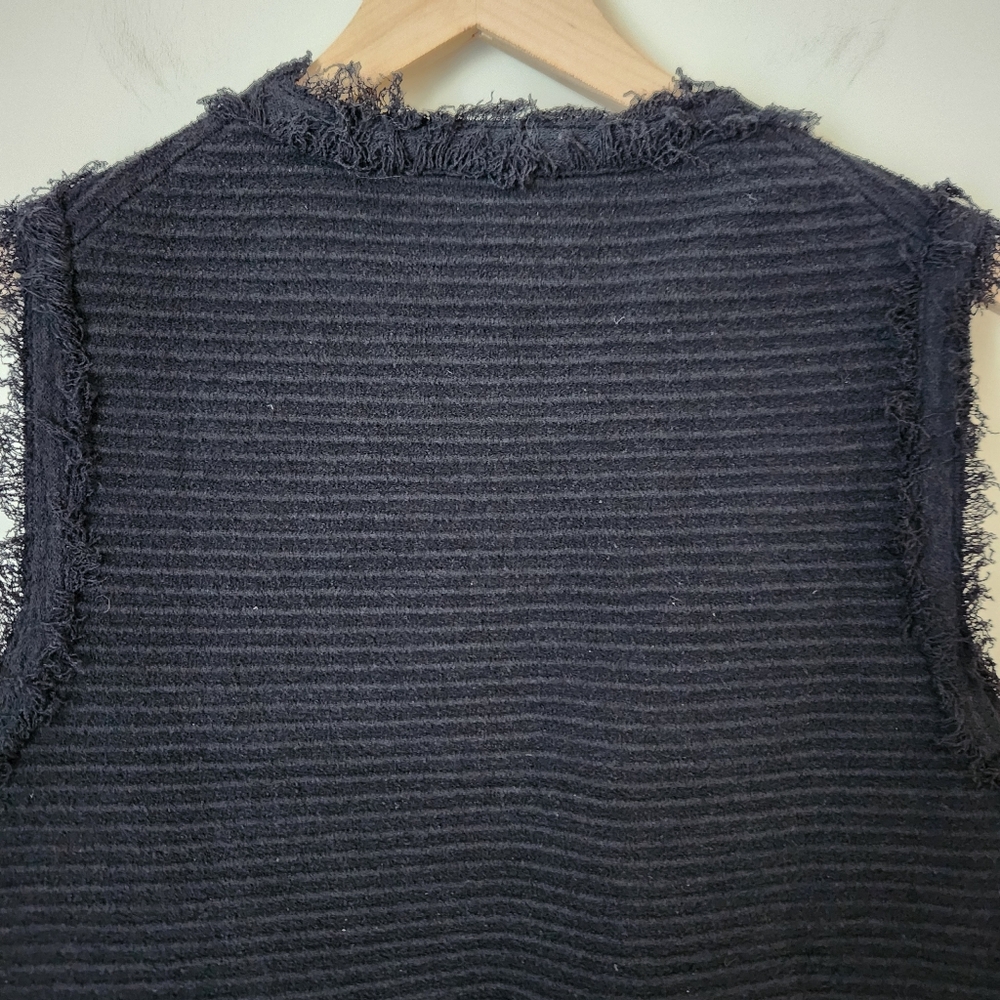 J. Crew Black Textured Fringe Trim Sleeveless Vest - Picture 7 of 11